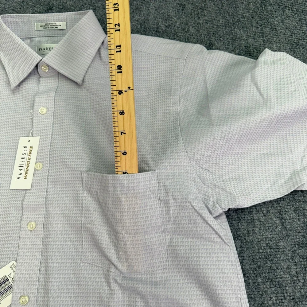 Van Heusen Dress Shirt Mens 16 32 33 Large‎ Light Purple Broadcloth Wrinkle Free - Picture 8 of 14